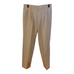 Chaps Ralph Lauren Vintage 90s Men's Khaki Chinos Pleated Cuffed Size 34/30